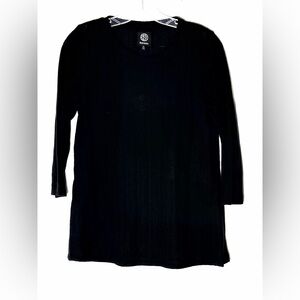 Bobeau Black Long Sleeve Wide ribbed stripe knit Women's Top medium Nordstrom
